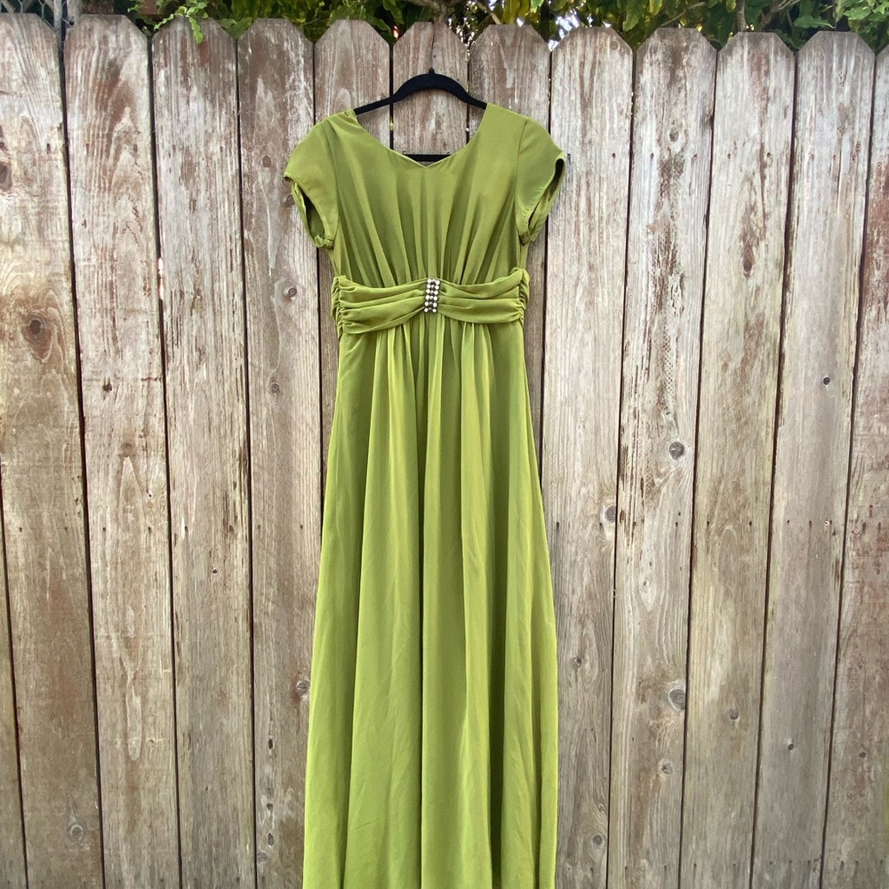 Green Ruched Maxi Gown